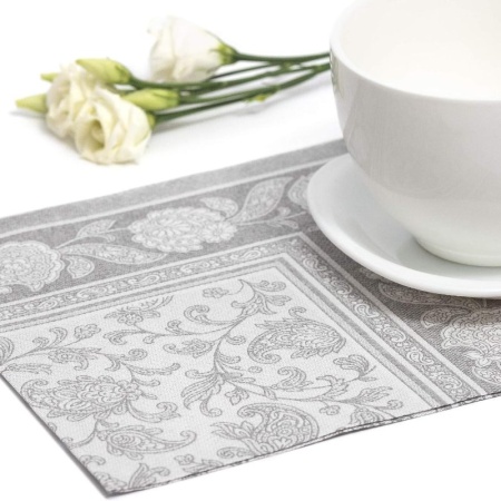 Салфетка 40x40см ROYAL Collection Ornaments серая, 50шт детальная картинка 