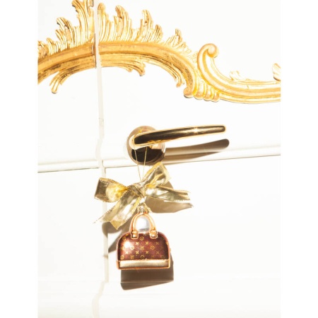 Новогоднее украшение из стекла Vondels "Коричневая сумка" 8см детальная картинка 