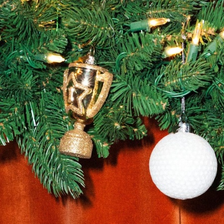 Новогоднее украшение из стекла Vondels "Мяч для гольфа" 8см детальная картинка 