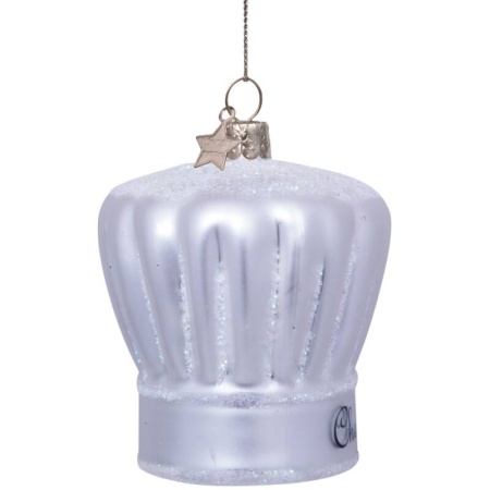 Новогоднее украшение из стекла Vondels "Серебристый колпак повара" 7см детальная картинка 