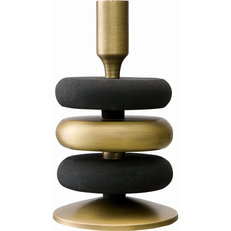 Подсвечник 20см Stone черный/античная латунь детальная картинка 