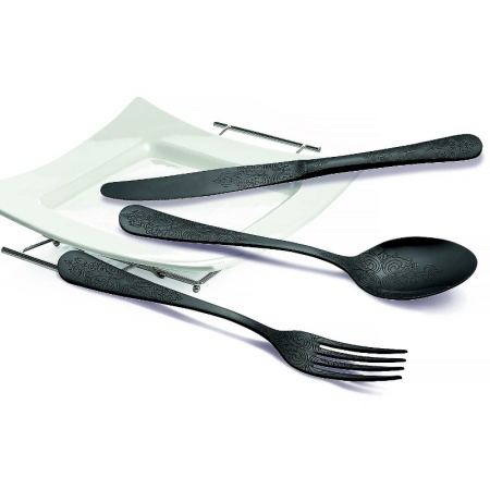 Набор столовых приборов ANTIQUE black - 24шт в деревянном боксе детальная картинка 