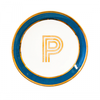 Фото Блюдце Library золотая буква «P» (синего цвета)