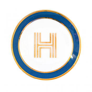 Фото Блюдце Library золотая буква «H» (синего цвета)