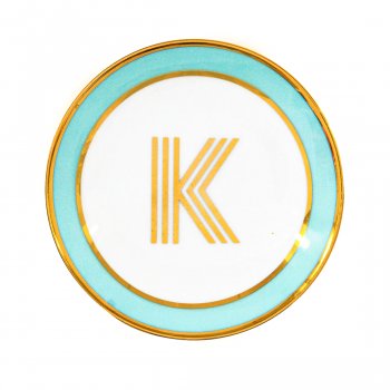 Фото Блюдце Library золотая буква «K» (мятного цвета)