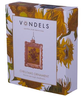 Фото Новогоднее украшение из стекла Vondels картина Ван Гога "Подсолнухи" 9см - в подарочной коробке
