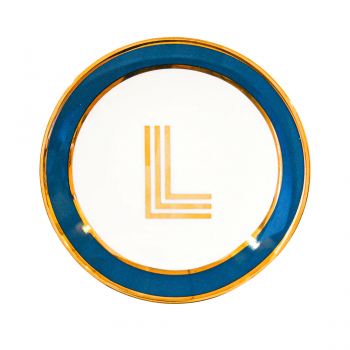 Фото Блюдце Library золотая буква «L» (синего цвета)