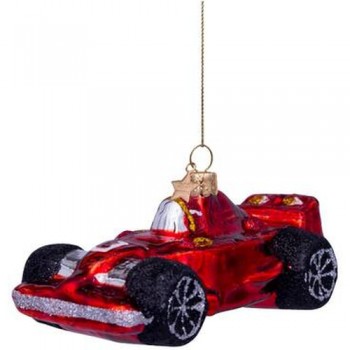 Фото Новогоднее украшение из стекла Vondels "Красная гоночная машина" 10см