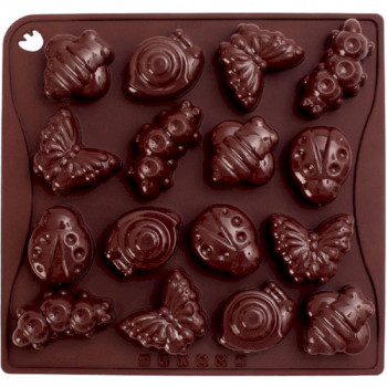 Фото Форма силиконовая для шоколада "Насекомые" 180х170х21мм, 16 выемок