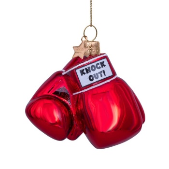 Фото Новогоднее украшение из стекла Vondels "Красные боксерские перчатки" 8.5см