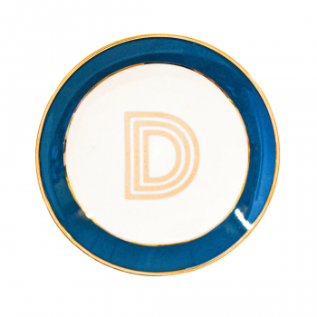 Фото Блюдце Library золотая буква «D» (синего цвета)