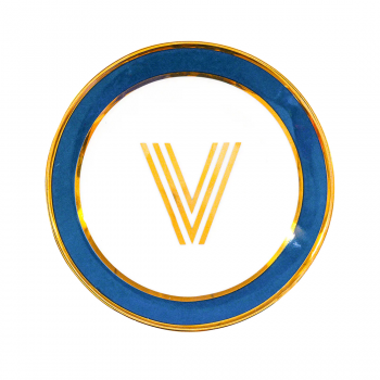 Фото Блюдце Library золотая буква «V» (синего цвета)
