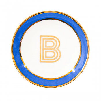 Фото Блюдце Library золотая буква «B» (голубого цвета)