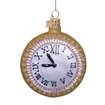 Фото Новогоднее украшение из стекла Vondels "Золотые часы" 9см