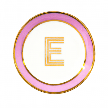 Фото Блюдце Library золотая буква «E» (розового цвета)