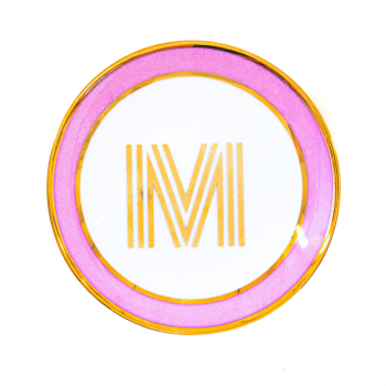 Фото Блюдце Library золотая буква «M» (розового цвета)