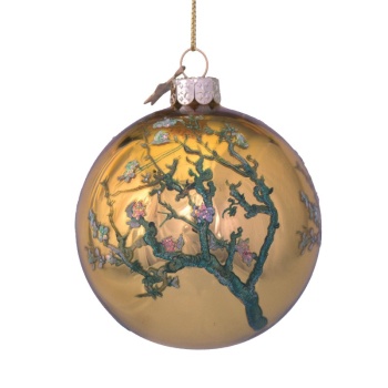Фото Новогоднее украшение из стекла Vondels "Цветущий миндаль Ван Гога" 8см - в подарочной упаковке