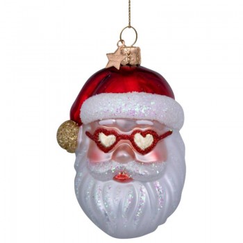 Фото Новогоднее украшение из стекла Vondels "Санта в очках" 10см
