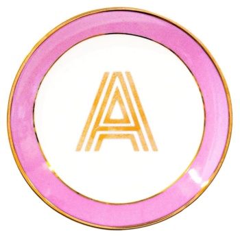 Фото Блюдце Library золотая буква «A» (розового цвета)