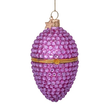 Фото Новогоднее украшение из стекла Vondels "Розовое яйцо с бриллиантами"
