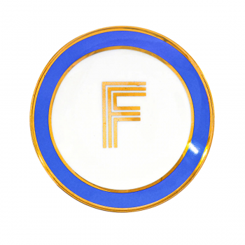 Фото Блюдце Library золотая буква «F» (голубого цвета)
