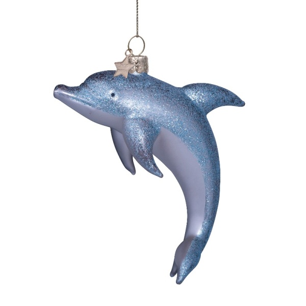 Фото Новогоднее украшение из стекла Vondels "Дельфин" 12см