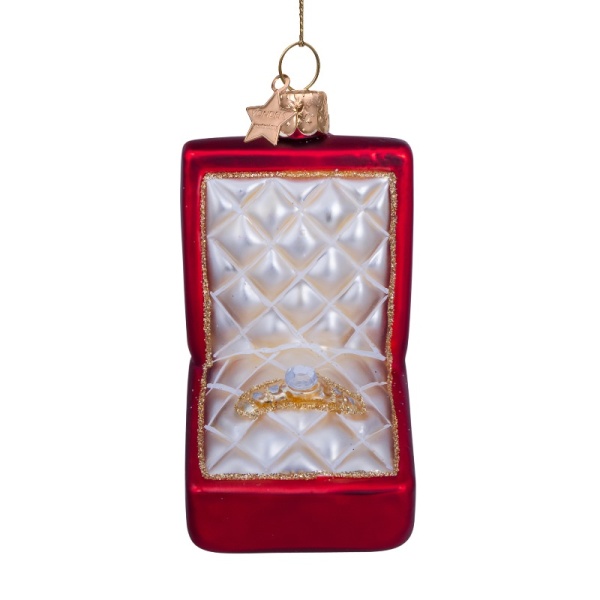 Фото Новогоднее украшение из стекла Vondels "Обручальное кольцо с бриллиантом" 9см