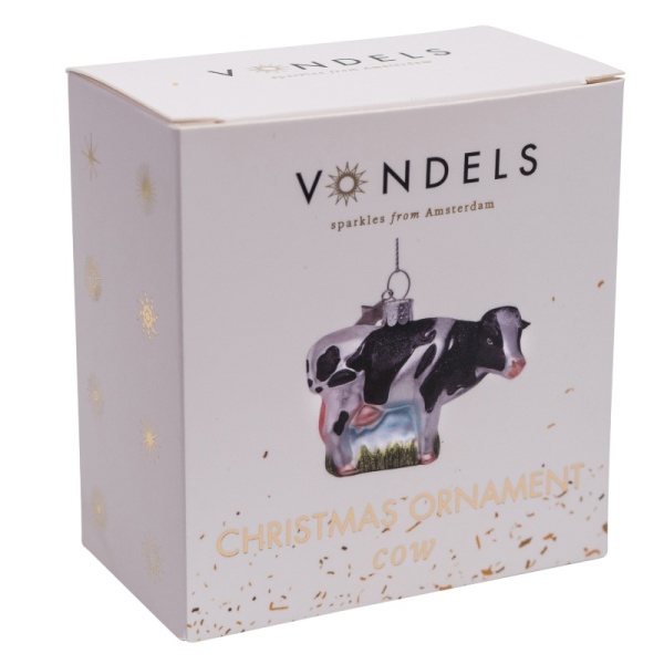 Фото Новогоднее украшение из стекла Vondels "Корова" 7см - в подарочной коробке