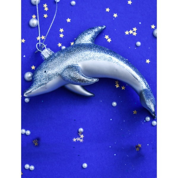 Фото Новогоднее украшение из стекла Vondels "Дельфин" 12см