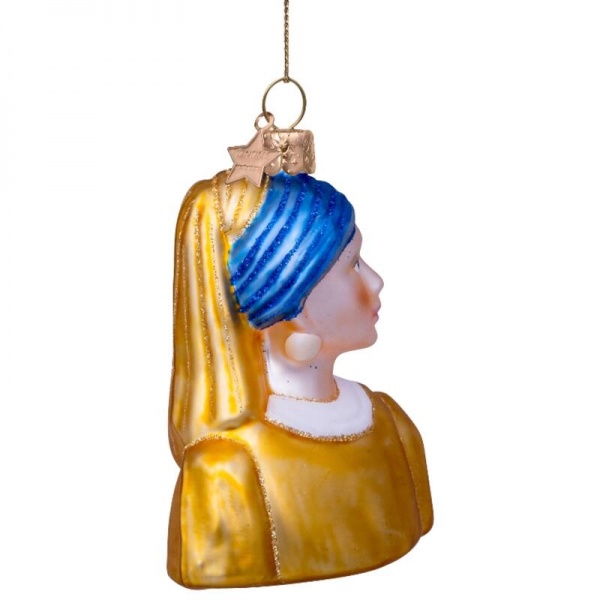 Фото Новогоднее украшение из стекла Vondels "Девушка с жемчужной серёжкой" 8см - в подарочной коробке