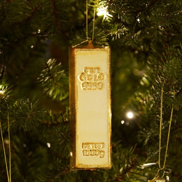 Фото Новогоднее украшение из стекла Vondels "Слиток золота" 11.5см