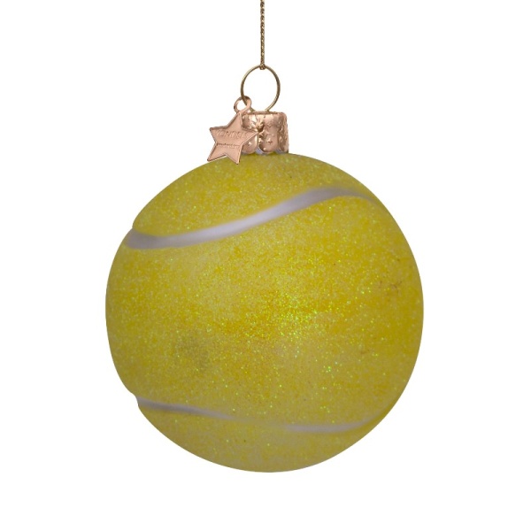 Фото Новогоднее украшение из стекла Vondels "Желтый теннисный мяч" 8.5см