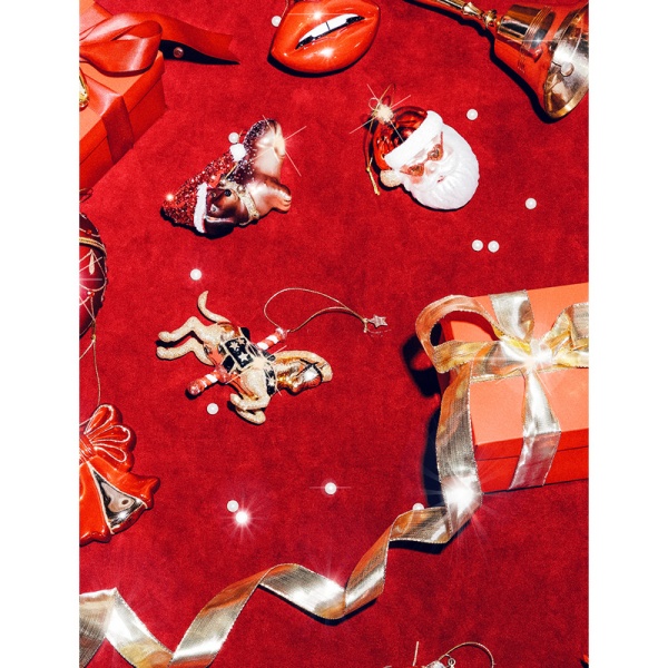 Фото Новогоднее украшение из стекла Vondels "Маленькая такса в шапке" 8см