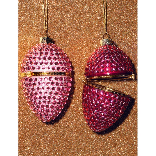 Фото Новогоднее украшение из стекла Vondels "Розовое яйцо с бриллиантами"